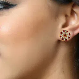 Vighnaharta Set Of 2 Gold-Plated Stud Earrings With Removable Chain Drop image 3