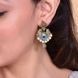 VOJ Stainless Steel Gold Plated Dome Shaped Beaded Jhumkas-50