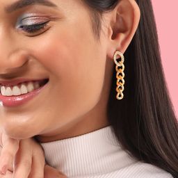 Rubans Voguish Gold-Plated Contemporary Drop Earrings-53