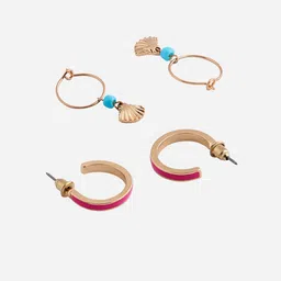 ToniQ Set of 6 Gold Plated Circular Hoop Earrings image 5