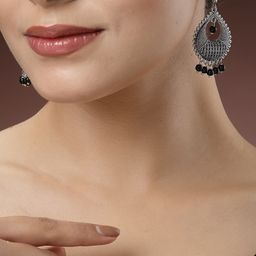 NVR Silver-Plated Contemporary Oxidised Chandbali-24