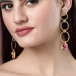 NVR Gold-Plated Contemporary Drop Earrings-image-80