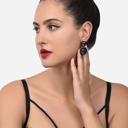 AMI Set Of 2 Gold-Plated Enamelled Artificial Stones Contemporary Drop Earrings image 3
