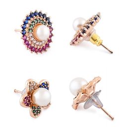 Zaveri Pearls Multicoloured Set Of 2 Cubic Zirconia Studded Contemporary Studs Earrings image 5