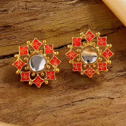 Estele Gold-Plated Floral Studs Earrings-36