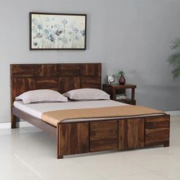 woodsworth from pepperfry Bergen Sheesham Wood Queen Size Bed In Provincial Teak Finish-picture-22