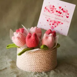 sunflower Multiflowers Cotton 7 Inches Crochet Bouquet-image-5