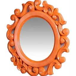 VAS collection home Orange Colored Textured Round Mirror-14