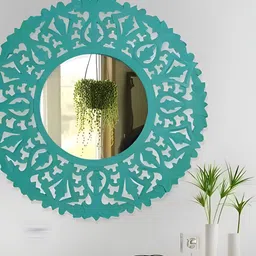 VAS collection home Green Textured Round Mirror-15