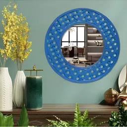 VAS collection home Blue Round Wall Decor Mirror-image-79