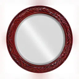 VAS collection home Red Textured Wooden Frame Wall Mirror-image-57