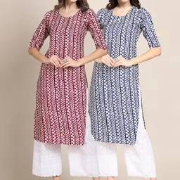 KALINI Women Pack Of 2 Geometric Printed Crepe Kurta-picture-33
