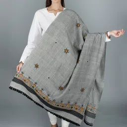 Exotic India Raven Shawl with Central Embroidered Chakra and Mirrors-image-21