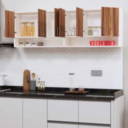 specialitypanels 6 Doors Modular Wall Mounted Kitchen Cabinet with Organizer Shelf in Aisan Walnut & Highland Pine Finish-picture-36