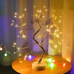 Tabletop Firefly Bonsai Branches Tree Light with 72 LED with Golden Leaf Artificial Fairy Light Tree Desk Lamp Battery/USB Operated Decoration Night Light for Bedroom Home Party Wedding Table Lamp-1