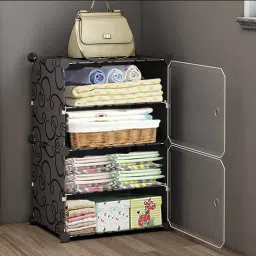 5-Door 10-Shelf Plastic PC Collapsible Wardrobe-image-4