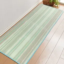 saral home Green Geometric Cotton 67x27 Inches AntiSkid Long Bath Mat-picture-48