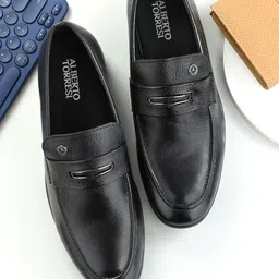 Alberto Torresi Genuine Leather Black Slipon Formal Shoes For Men Slip On For Men-picture-36
