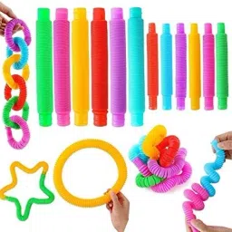 8 Pack Mini Tubes Fidget Sensory Stretch Tubes Rattle-13