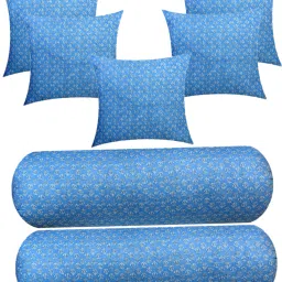 Combo Set of 5 Cushion And 2 Microfibre Floral Bolster Pack of 7-10