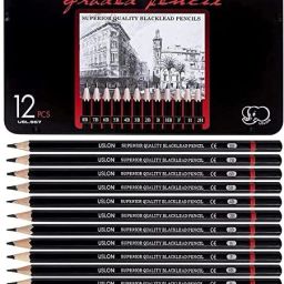 12 Pencil Sat with Metal Storage Case Artist Quality Art Line Pencil kit Set Pencil-10