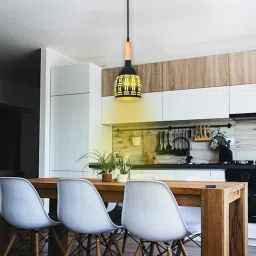 KIN-BLACK 1201 HL Half Oval with Wooden Cork Lezar Cutting, Black, Pack of 1 Pendants Ceiling Lamp-image-11