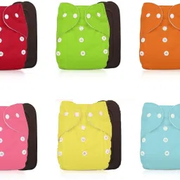 Baby Washable,Reusable,Adjustable 6 Pocket Cloth Diapers with 6 Black Inserts-image-32