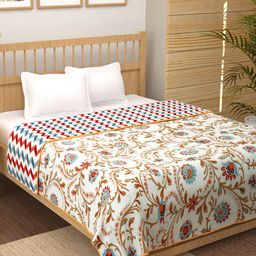 Story@home White & Red Geometric Cotton AC Room 150 GSM Reversible Double Bed Dohar-image-64