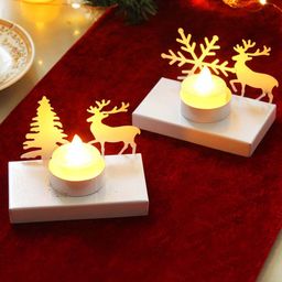 TIED RIBBONS Set Of 2 Solid Reindeer Tealight Candle Holders-image-42