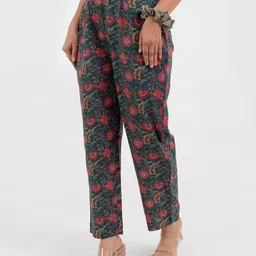 GULABOSITABO Floral Printed Pure Cotton Regular Fit Trousers-image-45