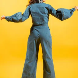 KAORI BY SHREYA AGARWAL Puffed Sleeves Pure Cotton Oversized Short Jacket With Trouser image 5