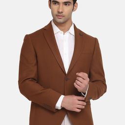 Blackberrys Men Brown Solid Single-Breasted Slim-Fit Blazer-image-17