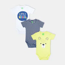 YK Infant Boys Pack Of 3 Printed Pure Cotton Rompers-picture-15