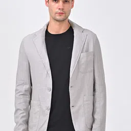 POE Slim-Fit Single Breasted Cotton Linen Blazer-image-55