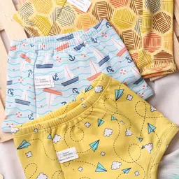 SuperBottoms Pack Of 4 Printed Pure Cotton Padded Underwear & Bib-11