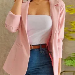 StyleCast Pink Lapel Collar Open Front Blazer-picture-13