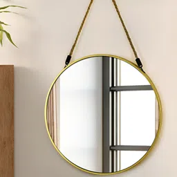 TIED RIBBONS Beige Round Shaped Framed Wall Hanging Mirror-18