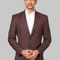 Raymond Men Maroon Checked Slim-Fit Single Breasted Formal Blazer-image-95