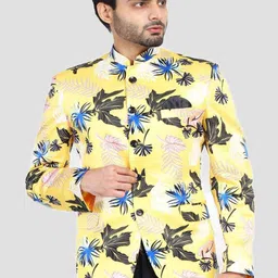TAHVO Printed Bandhgala Slim Fit Party Blazer-image-8