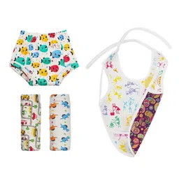 SuperBottoms Pack Of 4 Printed Pure Cotton Padded Underwear & Bib-59