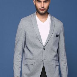 SHOWOFF Self-Designed Single-Breasted Slim-Fit Cotton Formal Blazer-14