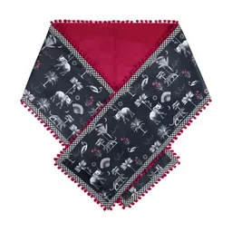 India Circus by Krsnaa Mehta Black & Pink Printed Micro Velvet Table Runner-52