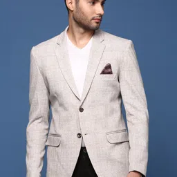 SHOWOFF Self Designed Cotton Slim-Fit Single Breasted Blazer-picture-46