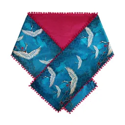 India Circus by Krsnaa Mehta Blue Printed Micro Velvet Table Runner-53