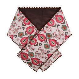 India Circus by Krsnaa Mehta Pink Mystifying Dazzle Printed Velvet Table & Bed Runner-51