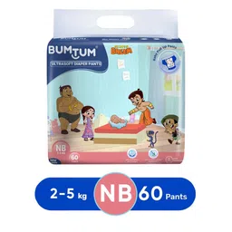 BUMTUM Set Of 60 Chota Bheem Printed New Born Baby Diapers-image-21