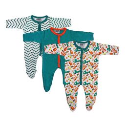 BeyBee Infant Kids Pack Of 3 Printed Organic Cotton Sleepsuits-image-34