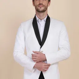 TAHVO Men White Solid Slim-Fit Single-Breasted Blazers-image-13