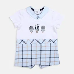 Chicco Infant Boys Checked & Embroidered Rompers-17