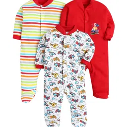 EIO Infant Kids Pack Of 3 Printed Pure Cotton Sleepsuits-22